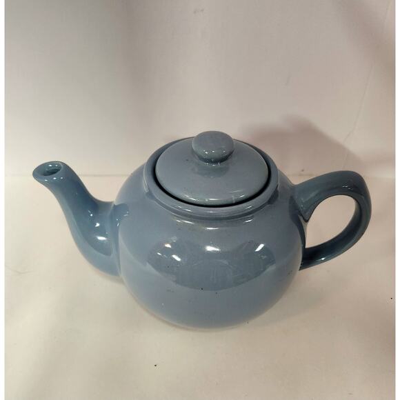 Vintage Blue Stoneware Teapot with Lid – Chance Hold Taiwan Pottery - Picture 4 of 9